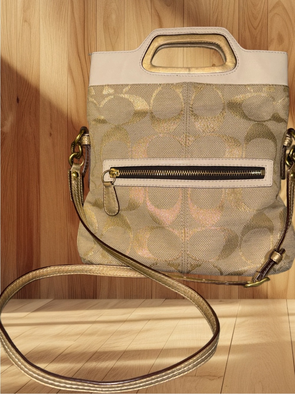 Coach Bonnie Linen Lurex Foldover Crossbody 13395